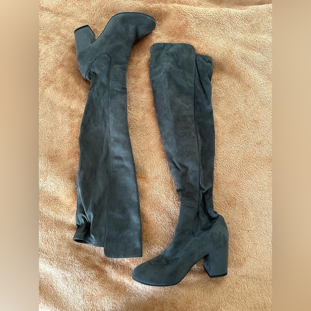 Suede Grey Over-the-Knee Boots